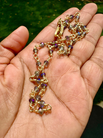 Metallic Purple Crystal & Brass Chocker