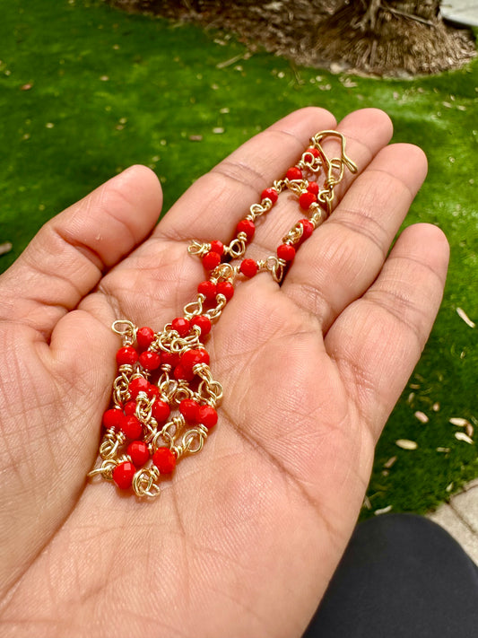 Red Crystal & Brass Chocker