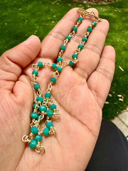 Dark Green Crystal & Brass Chocker