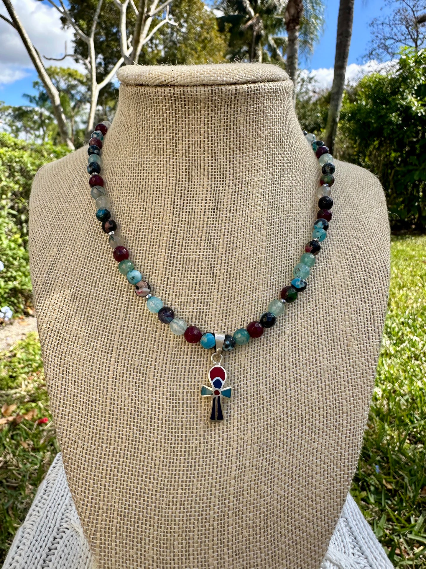 Ankh mix mosaic colors necklace