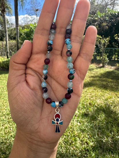 Ankh mix mosaic colors necklace