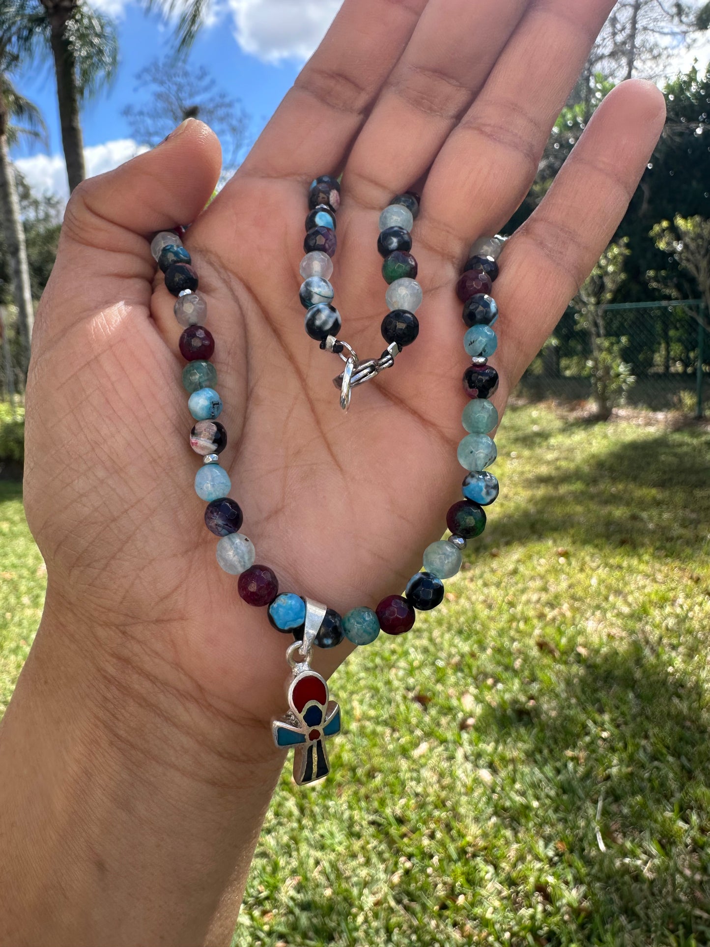 Ankh mix mosaic colors necklace