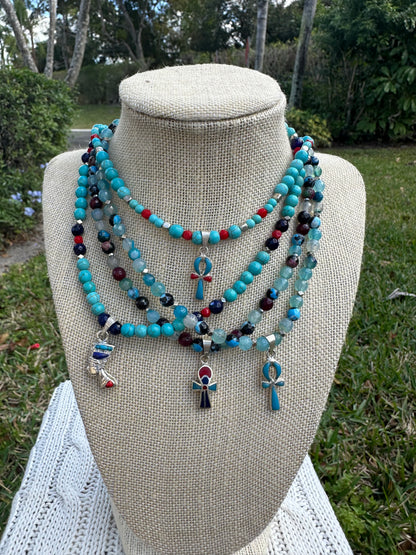 Ankh light blue necklace