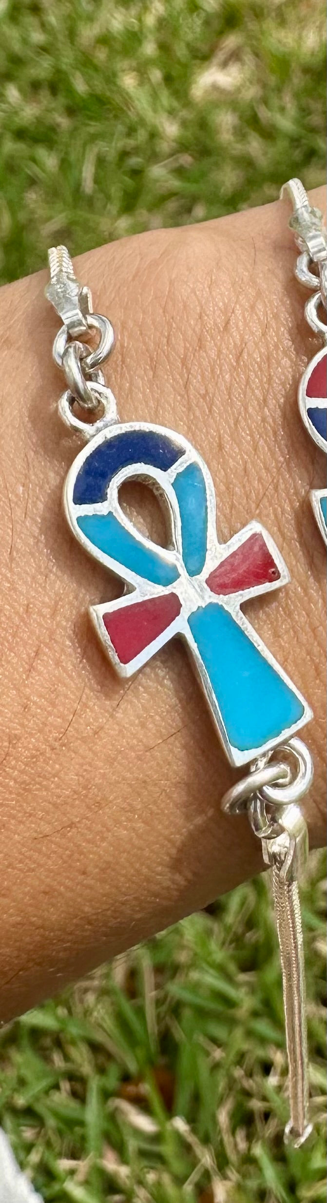 Ankh bracelet light blue small