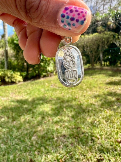 Scarab Beetle Red and Turquoise Pendant Large