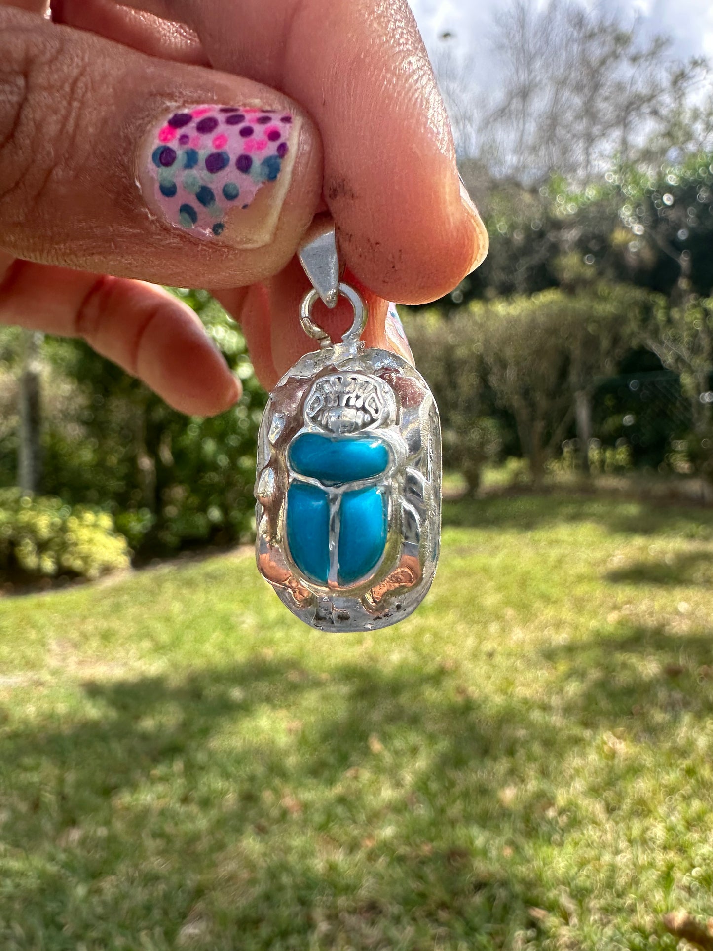 Scarab Beetle Turquoise Pendant