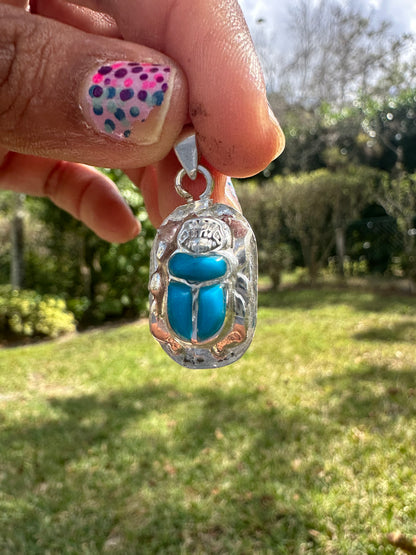 Scarab Beetle Turquoise Pendant