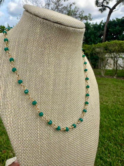 Dark Green Crystal & Brass Chocker