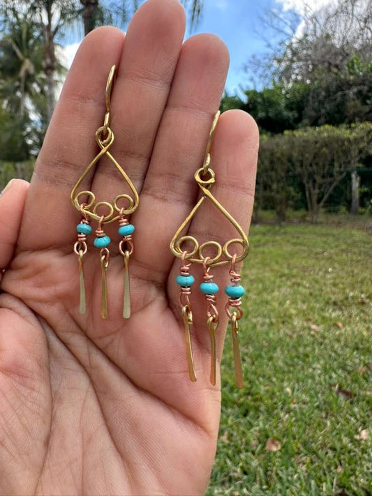 copper+Brass Boho dangles earrings