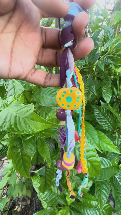 Colorful Boho Handmade Beaded & Fabric Charm
