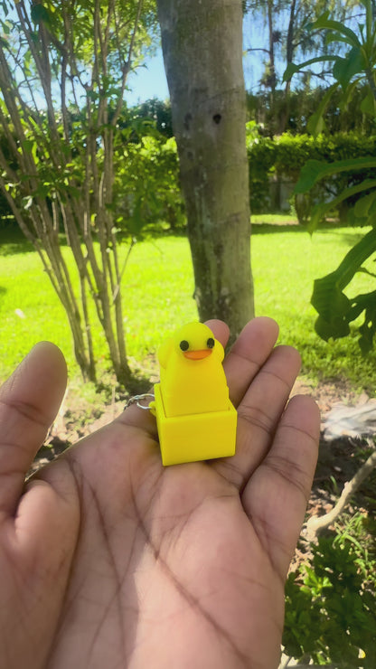 Cute Yellow Duck 3D Printed Clicker Keychain