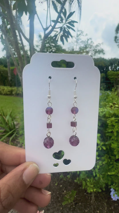 💜 Purple Twilight Beaded Drop Earrings