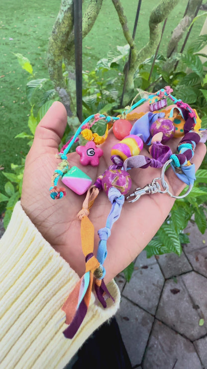 Colorful Boho Handmade Beaded & Fabric Charm