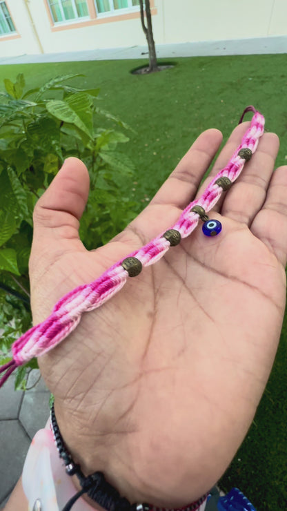 Pink Bliss Evil Eye Macramé Bracelet