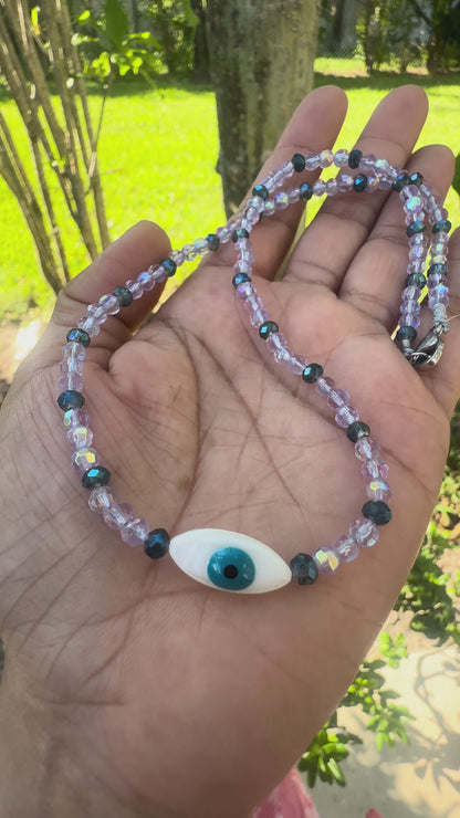 🧿 Lavender Sparkle Evil Eye Necklace