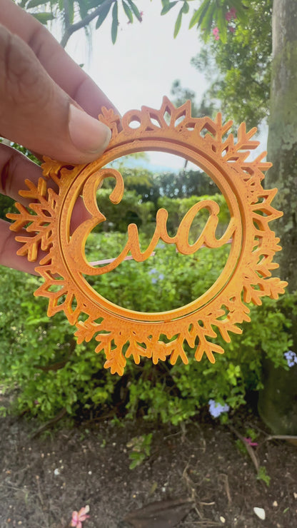 Personalized 3D Printed Christmas Snowflake Ornament – Custom Name